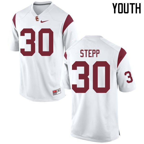 Youth #30 Markese Stepp USC Trojans College Football Jerseys Sale-White
